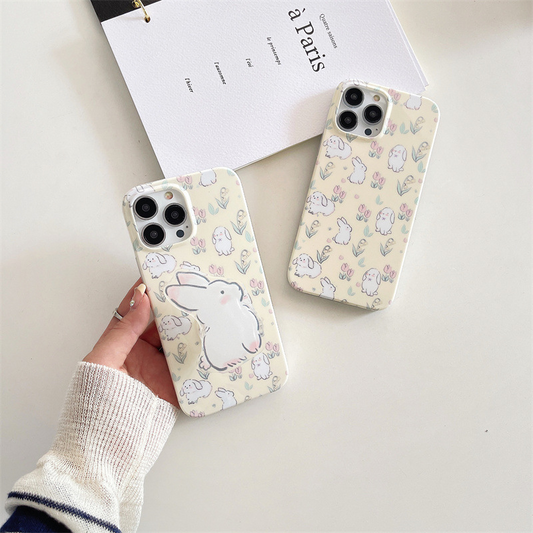 Vintage Style Bunny Pattern iPhone Case with Grip Option