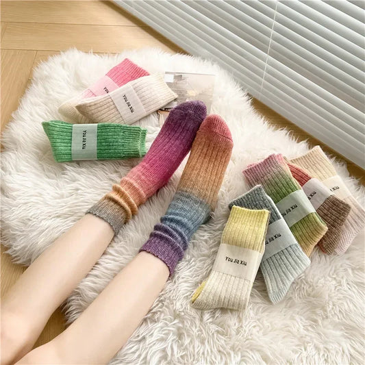 Dreamy Gradient Crew Socks - Ice Cream Cake