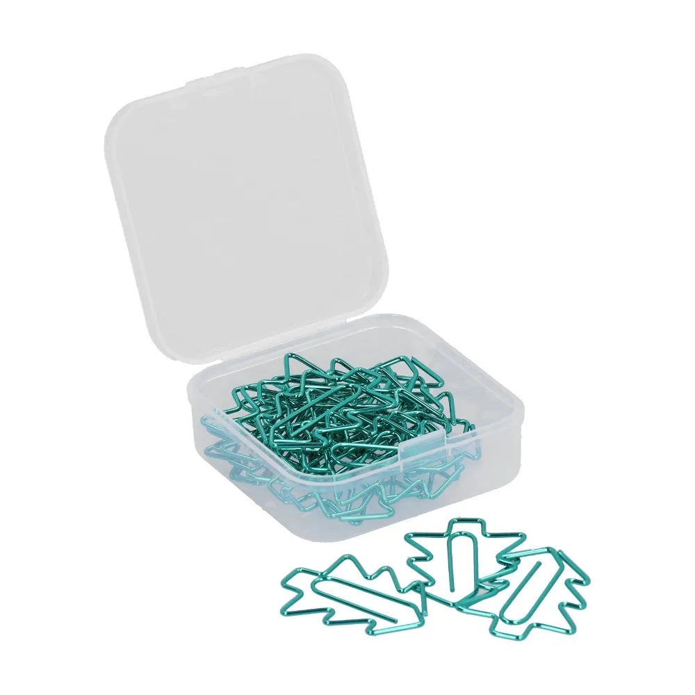 20PCS Tree Shape Mini Paperclip Electroplating Metal 32*24mm Iron Paper Clip Mini Size Dark Green Tree Shape Paperclip - Ice Cream Cake
