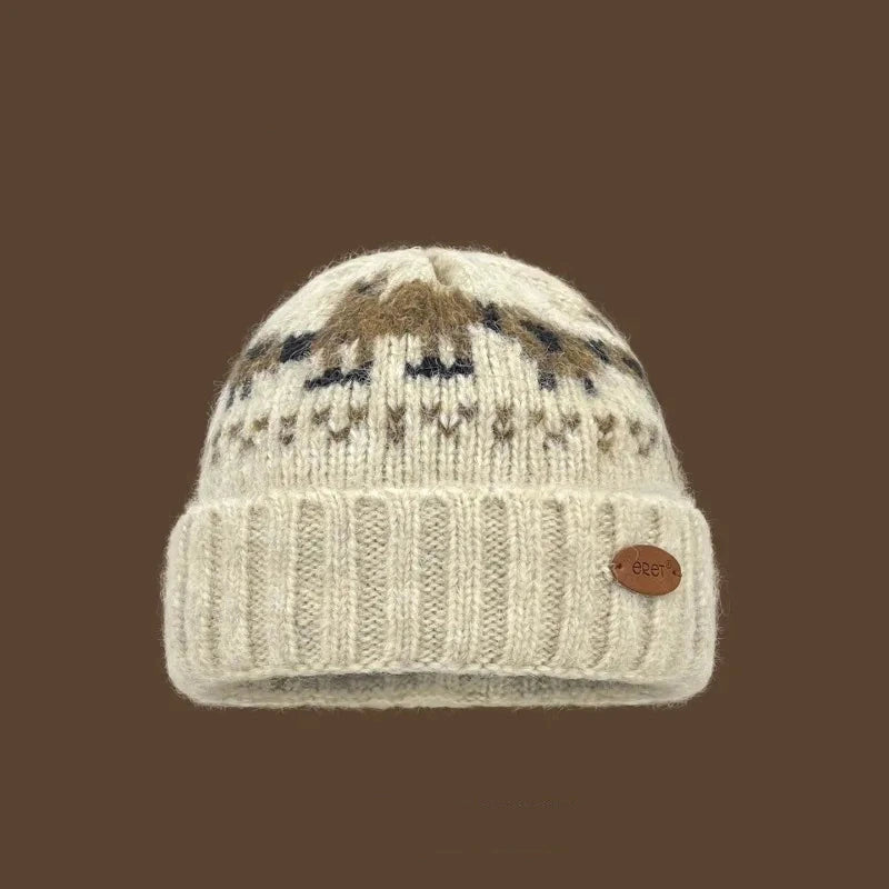 Sheep and Alpaca Farm Fair Isle Knit Beanie Hat