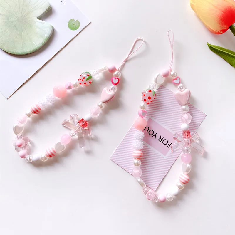 Strawberry Beaded Wrist Strap