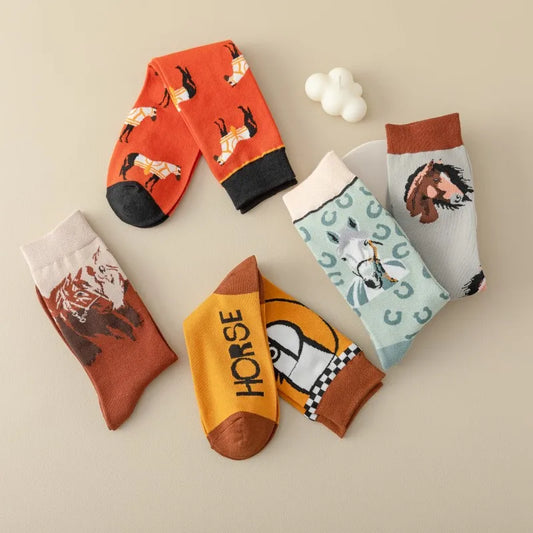 Horse Theme Crew Socks - Ice Cream Cake