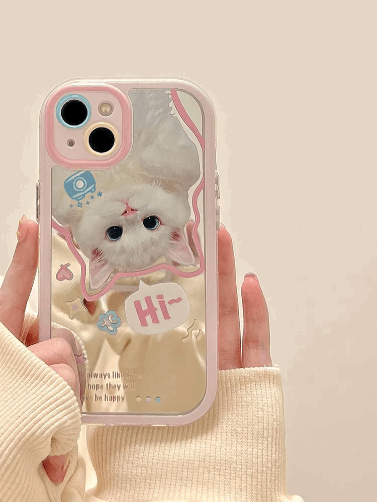 "Hi!" Cat Mirrored iPhone Case