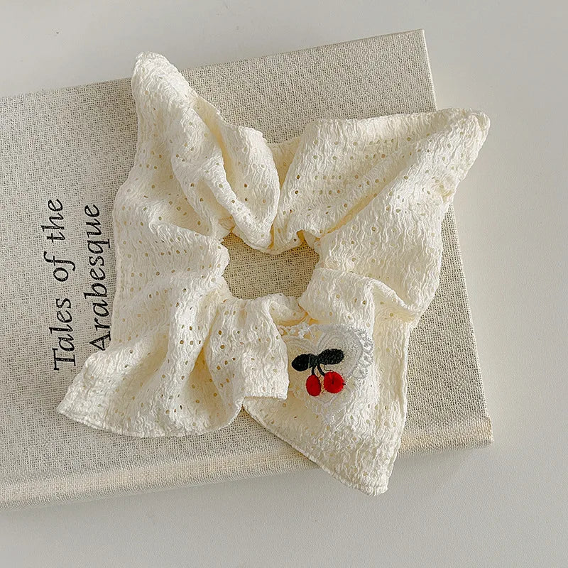 Lace Doily Style Cherry Detail Scrunchie
