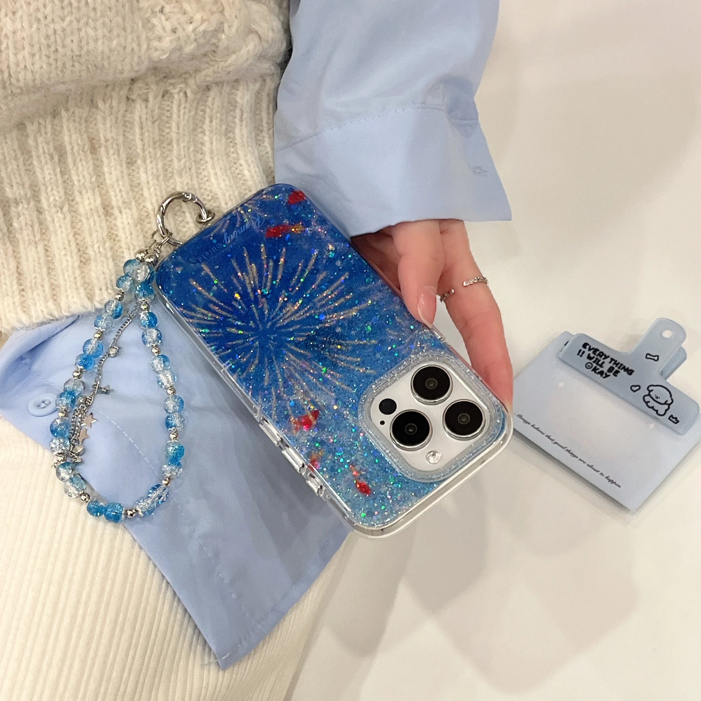 Glittering Goldfish & Firework iPhone Case - Ice Cream Cake