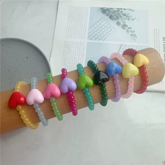 Pop Colour Beaded Heart Charm Bracelet