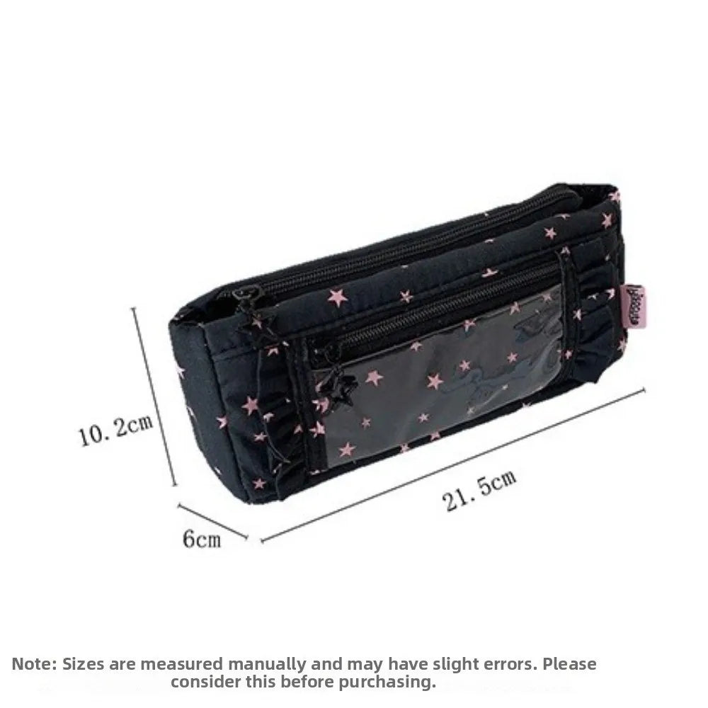 Pastel Puffy Ruffle Star Pattern Pencil Case