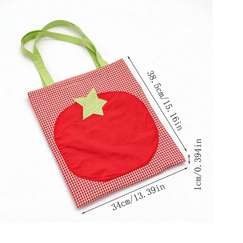 Heisei Pop Patchwork Gingham Tomato Tote - Ice Cream Cake