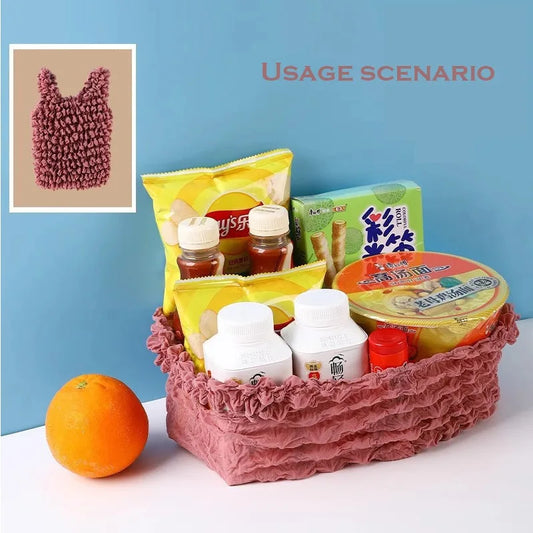 1PCS New Expansion Fold Pleated Flexible Stretch Mini Shopping Bag Large Capacity Bubble Elastic Portable Handbag Storage Bag - Ice Cream Cake