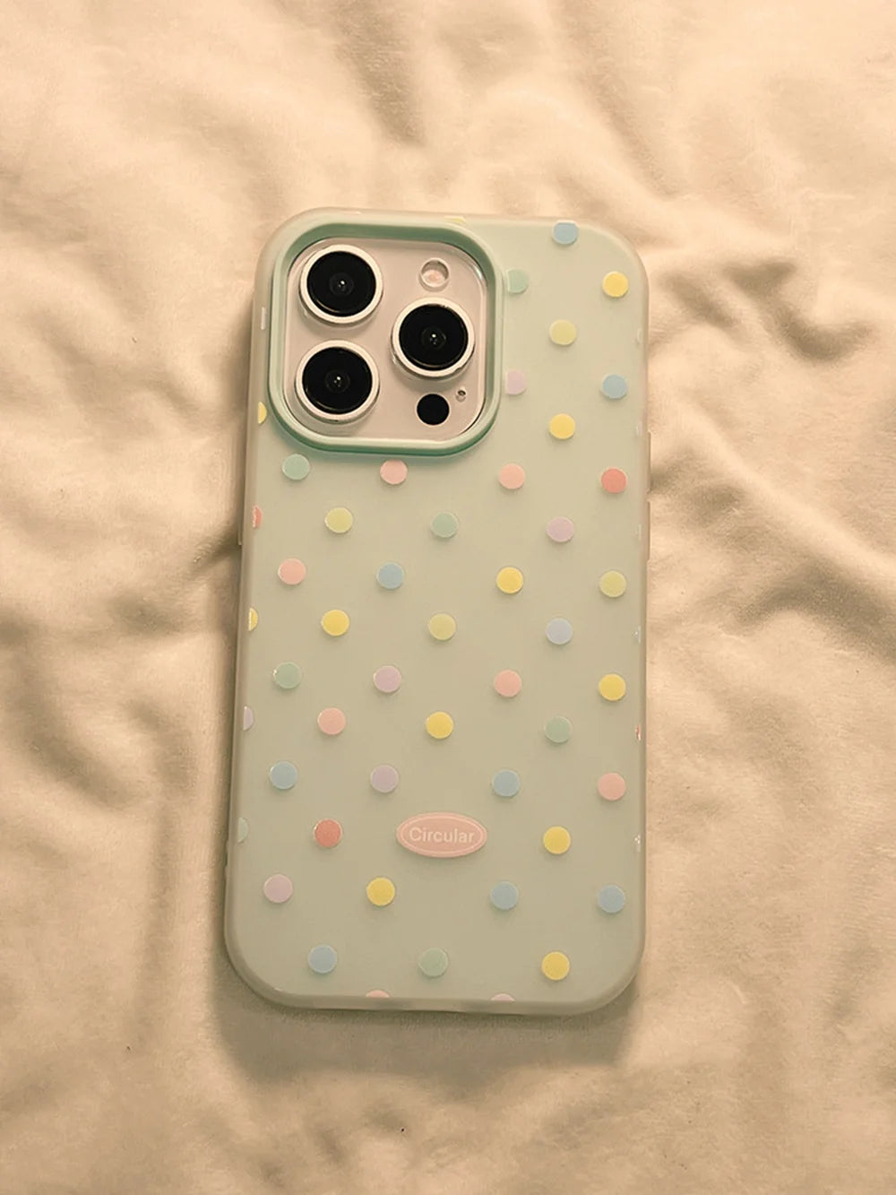 Korean Ins Colorful Polka Dots Jelly Phone Case For iPhone 17Air 17 16 15 14 13 12 11 Pro Max 7 8 Plus XR XS Max Y2K Matte Cover - Ice Cream Cake