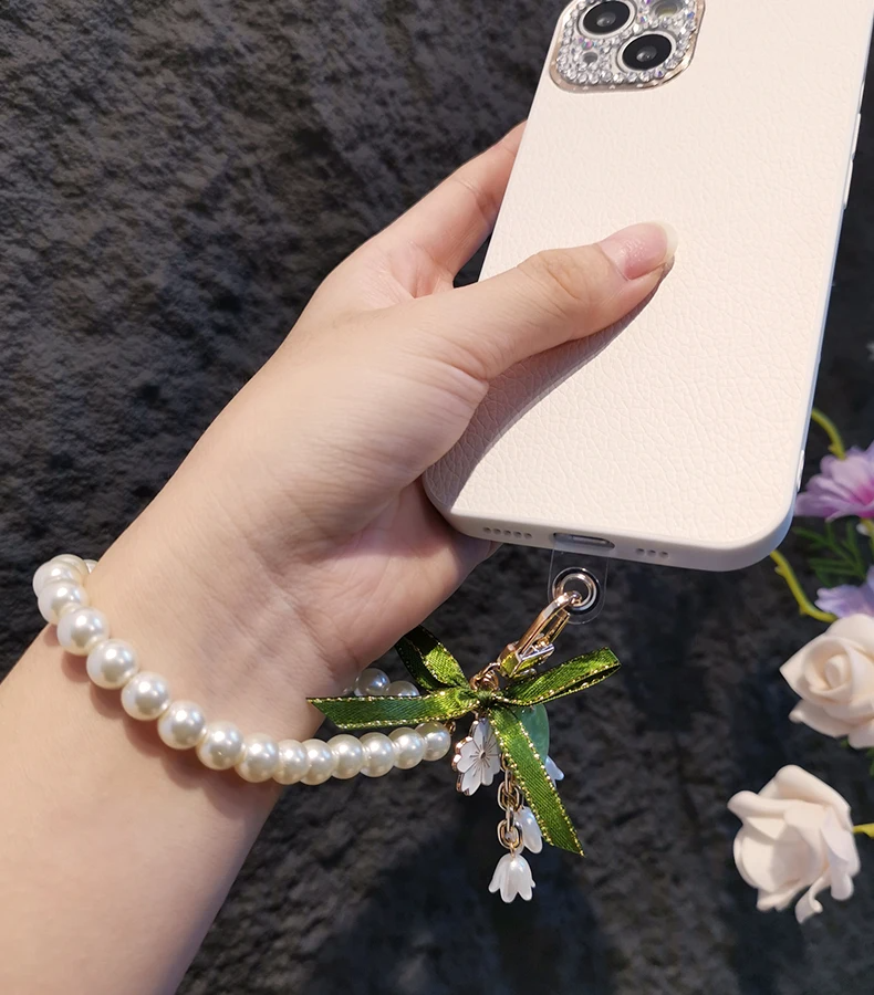 Pearlescent Lilies Clip On Wrist Strap