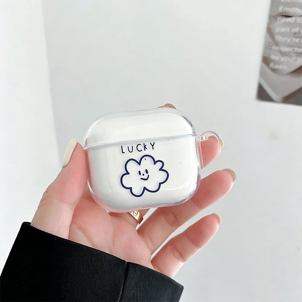 Ins Simple Lucky Cloud Soft Clear TPU Wireless Earphone Case For Apple AirPods 4 1 Pro 3 2 Generation Protective Silicone Cover - Ice Cream Cake