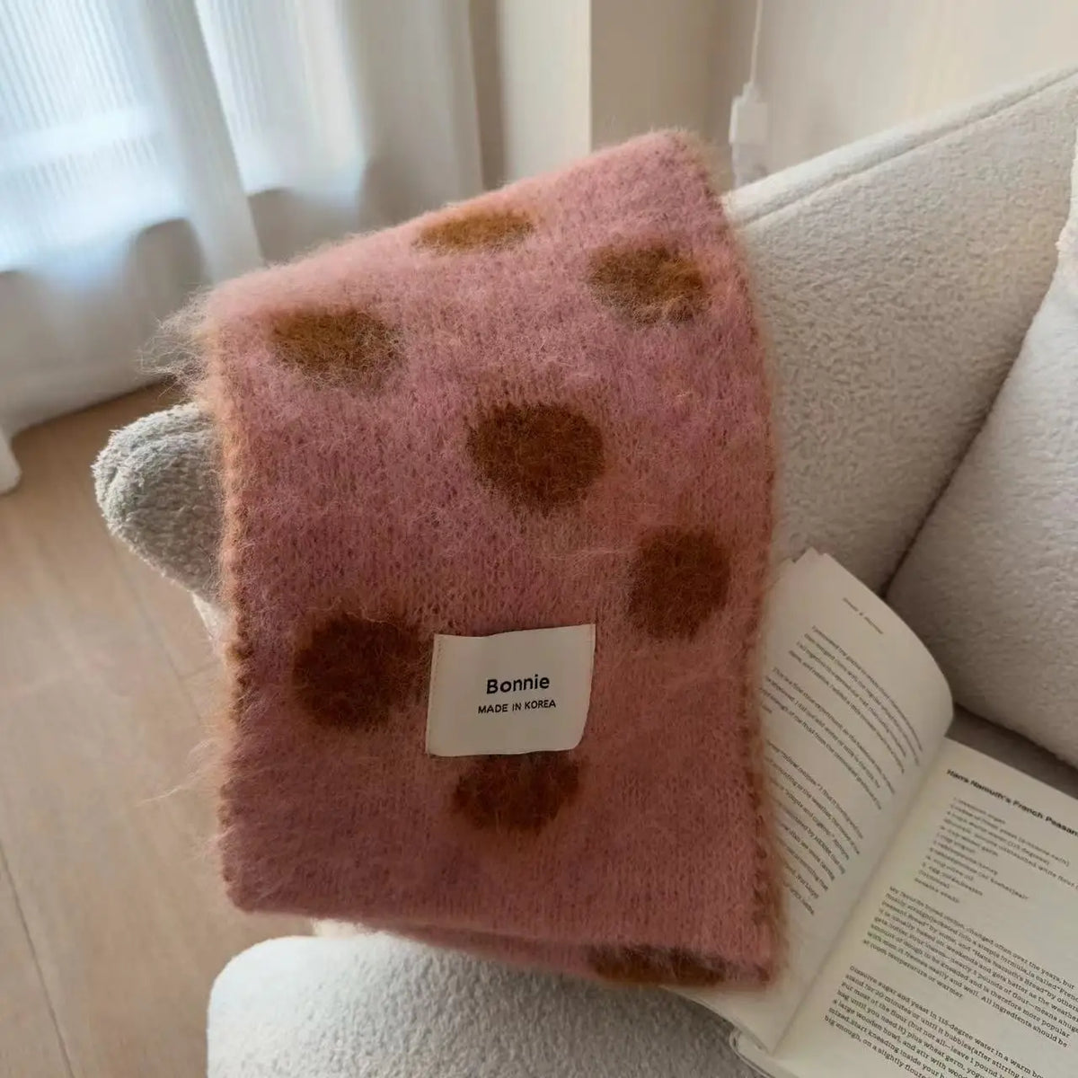 Polka Dot Fuzzy Scarf