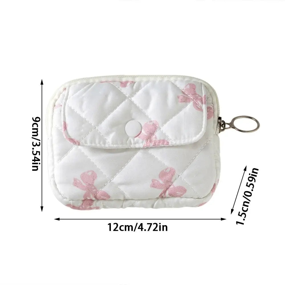 Quilted Pattern Zipper Pouch Keychain