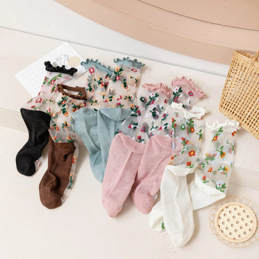 Transparent Flower Sock Set (Set of 5 Pairs)