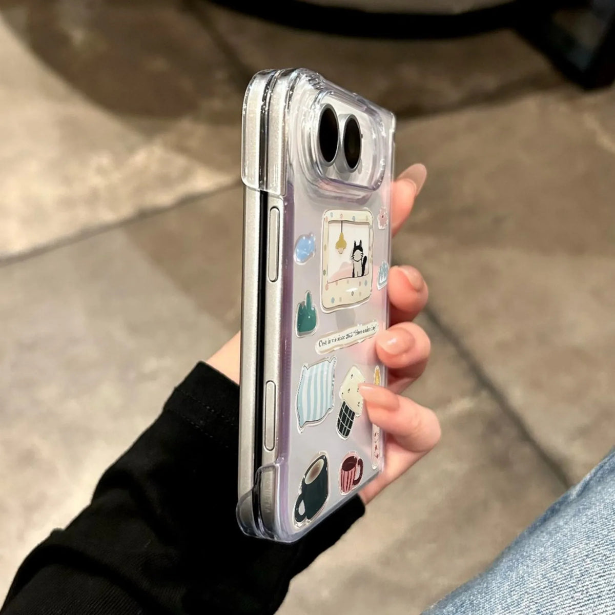 Cozy Kitty Cat Sticker Case for iPhone Duo