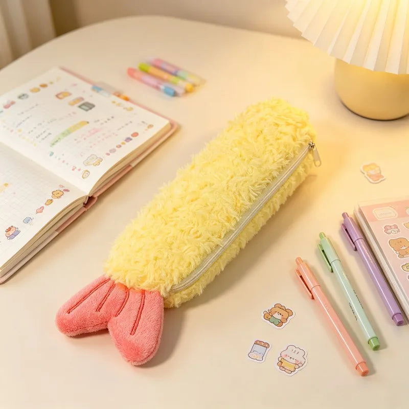 Plush Shrimp Pencil Case