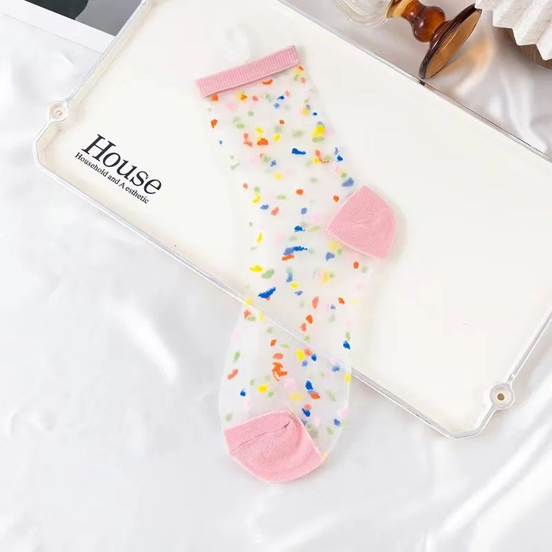 Transparent Confetti Speckle Crew Sock Set (Set of 6 Pairs)