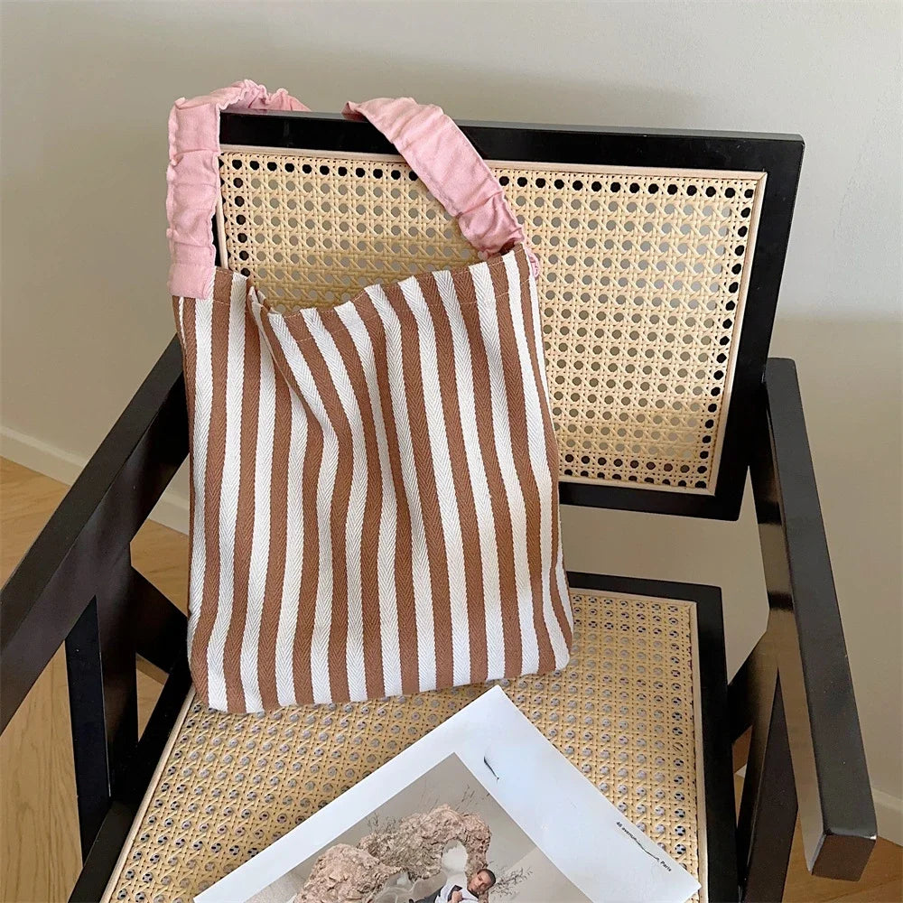 Ice Cream Stripe Pattern Shoulder Bag
