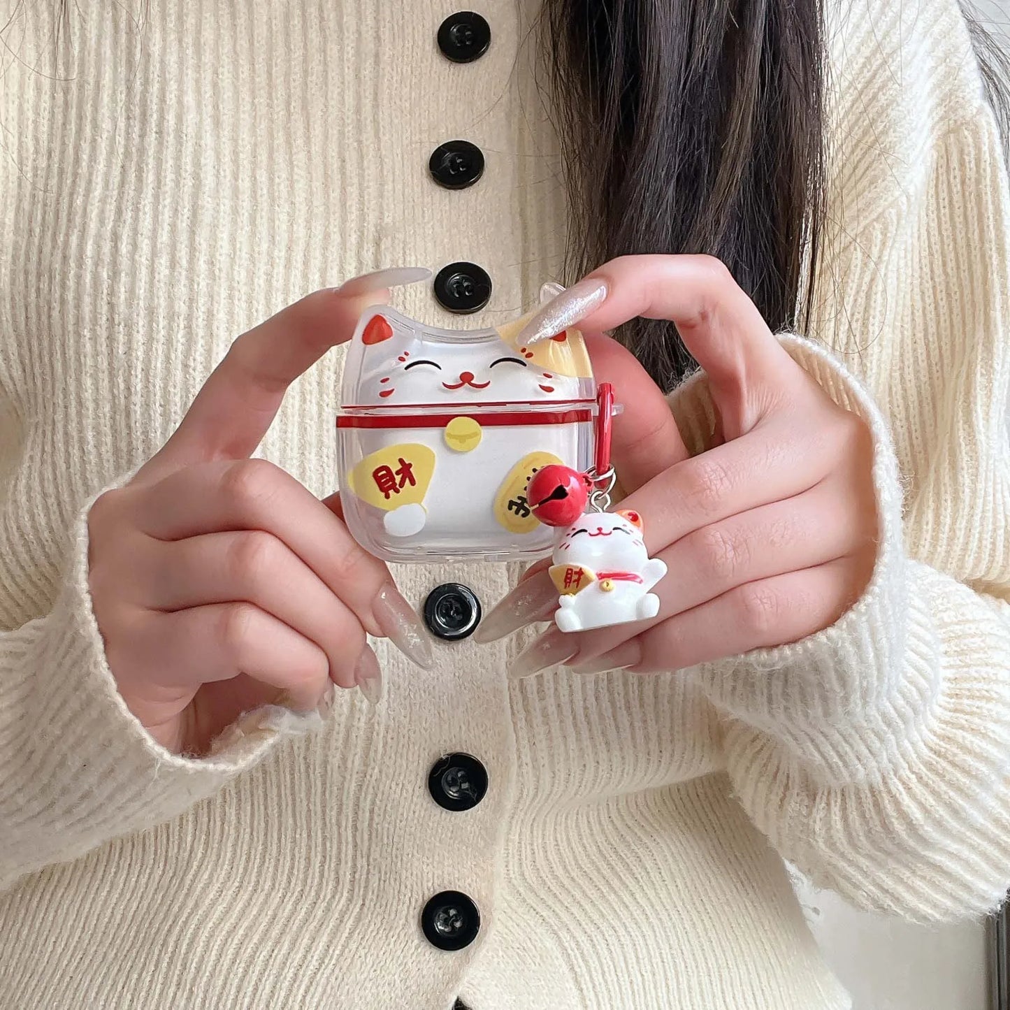 Cute cat rich happy new year cartoon shockproof earphone case lucky cover for apple airpods 4 1 pro 2nd 2 3 capa - Ice Cream Cake