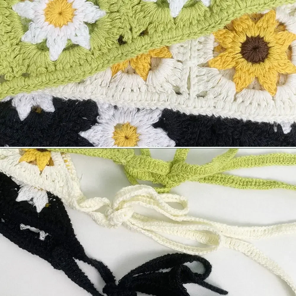Crochet Flowers Triangle Scarf (10 Colours)