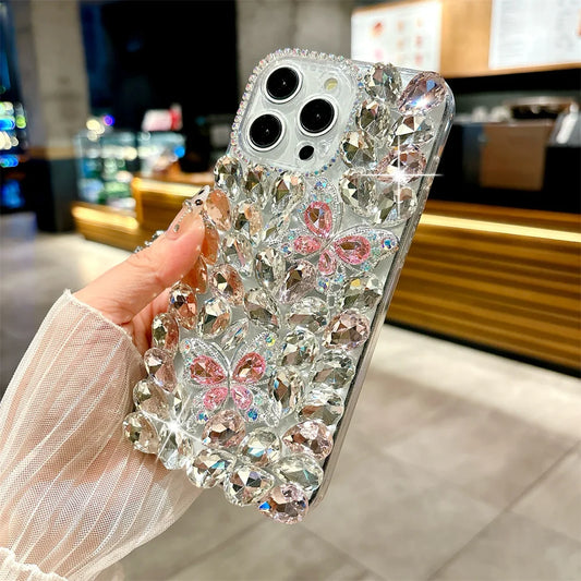 Glitter Rhinestone Butterfly Case for iPhone