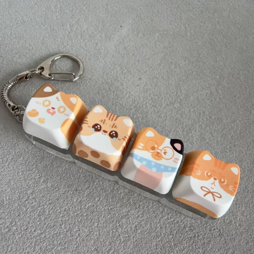 Kitty Cat Clicking Keyboard Key Fidget Keyring