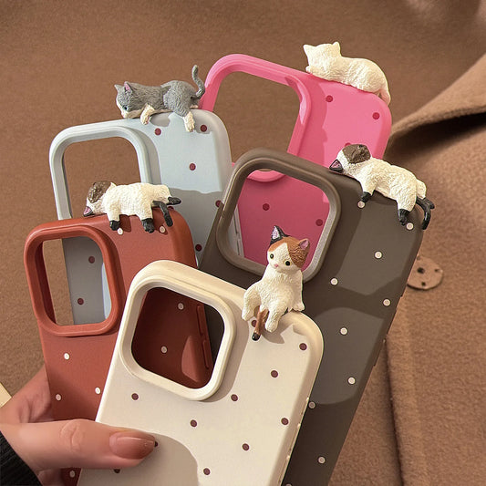 Cat Friends Polka Dot iPhone Case (5 Designs)