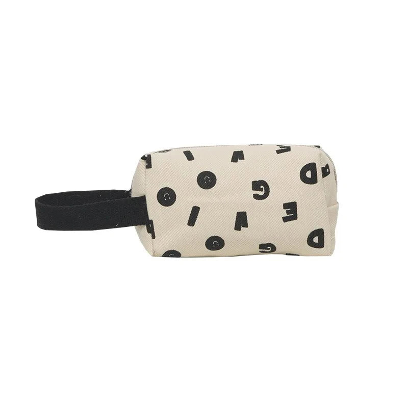 Letters Print Women Canvas Cosmetic Bags Cotton Cloth Make Up Bag Pouch Little Handbag Clutch Travel Organizer Case For Girls - Ice Cream Cake