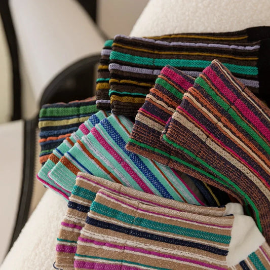 Vertical Stripe Crew Socks