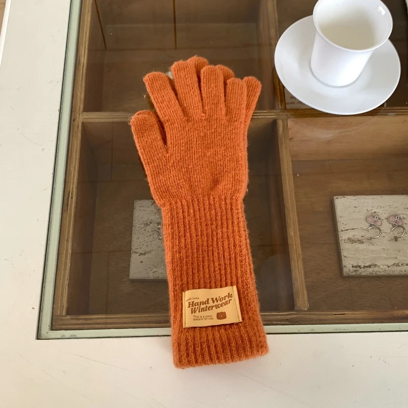 New Fashion Solid Color Touch Screen Knitted Gloves Women Winter Gloves Warm Gloves Solid Work Gloves Mittens For Women - Ice Cream Cake