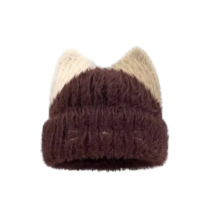 Kitty Cat Knit Beanie Hat