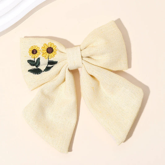 Sunflower Embroidery Ribbon Hair Clip
