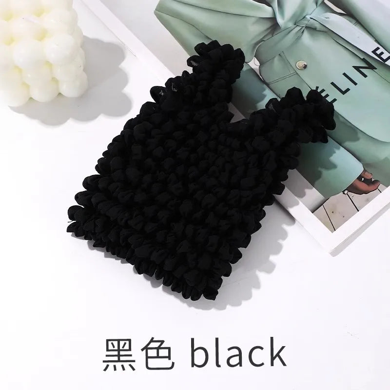 1PCS New Expansion Fold Pleated Flexible Stretch Mini Shopping Bag Large Capacity Bubble Elastic Portable Handbag Storage Bag - Ice Cream Cake