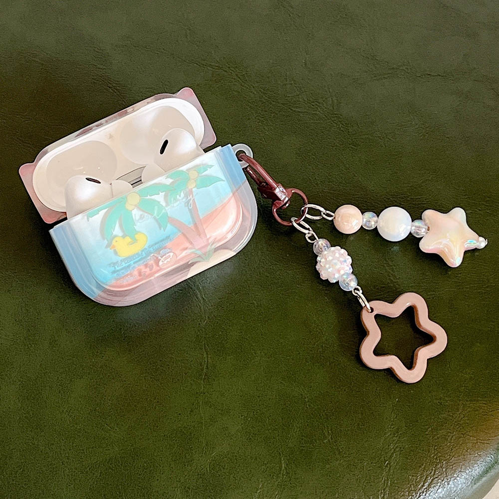 Summer Fun Palmtree AirPods Case Cover Wth Charm Strap
