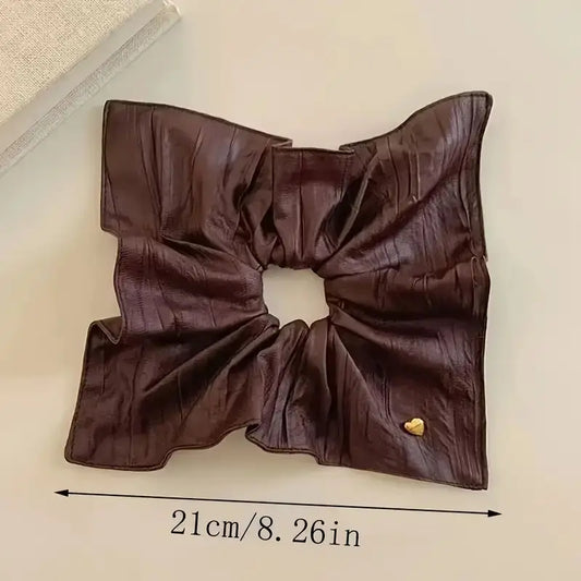 Leather Effect Heart Charm Scrunchie