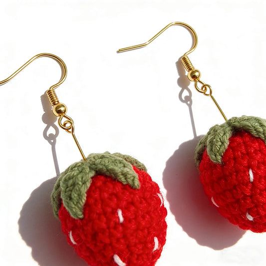 Crochet Fruit Earrings (8 Designs) - Ice Cream Cake