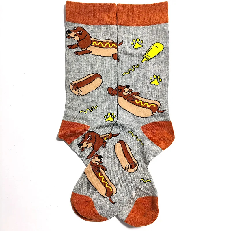 Cartoon Hot Dog Crew Socks