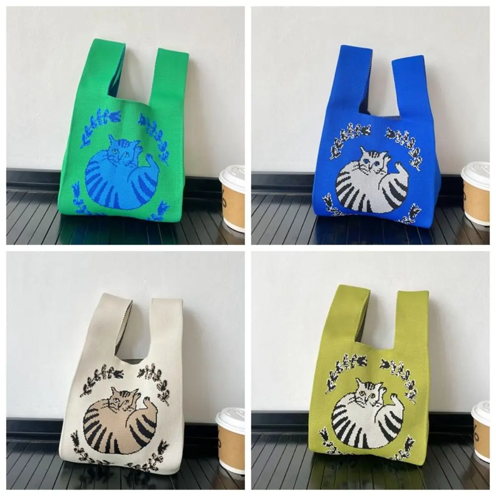 Roly Poly Cats Knitted Mini Tote (4 Colours)