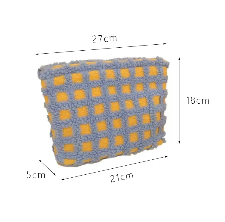 Plush Gingham Waffle Print Zipper Purse (5 Colours)