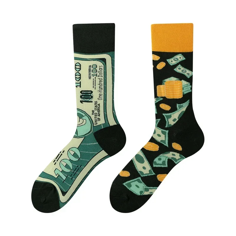 Mismatched Crew Socks: Dollar Bills