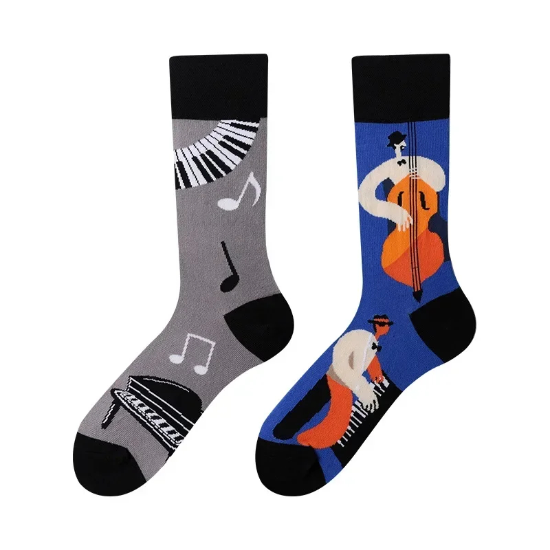 Jazz Music Mismatched Crew Socks - Ice Cream Cake