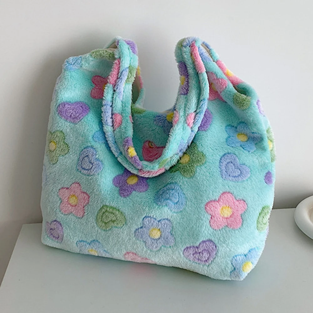 Fluffy y2k Flowers and Hearts Shoulder Bag (3 Designs)