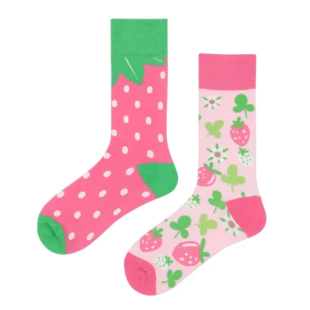 Strawberry Mismatched Crew Socks