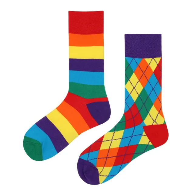 Rainbow Mismatched Crew Socks