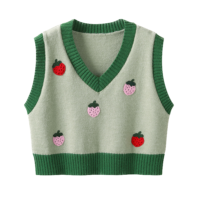 Puffy Strawberry Knit Vest (3 Colours)