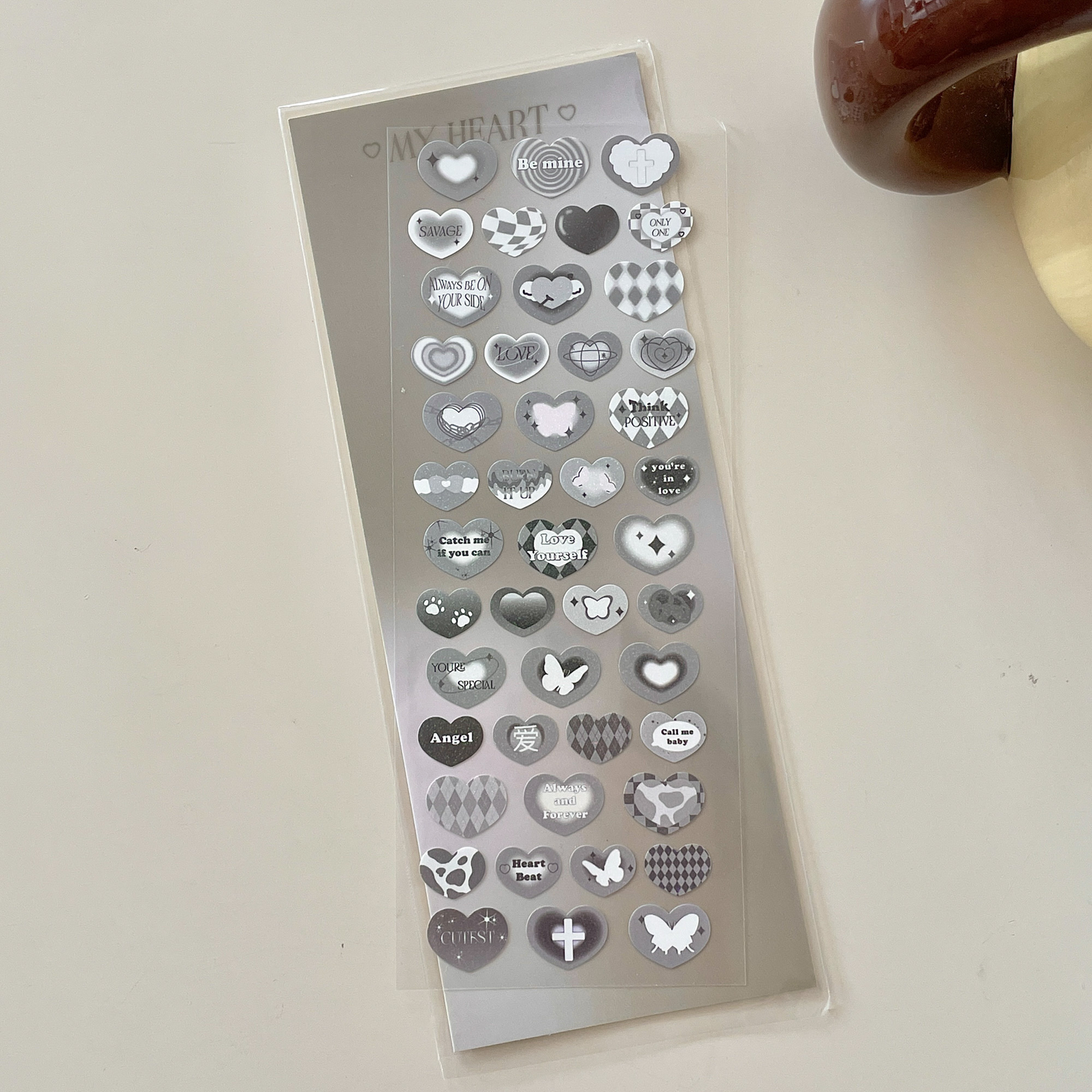 Multipattern Heart Stickers (6 Colours)