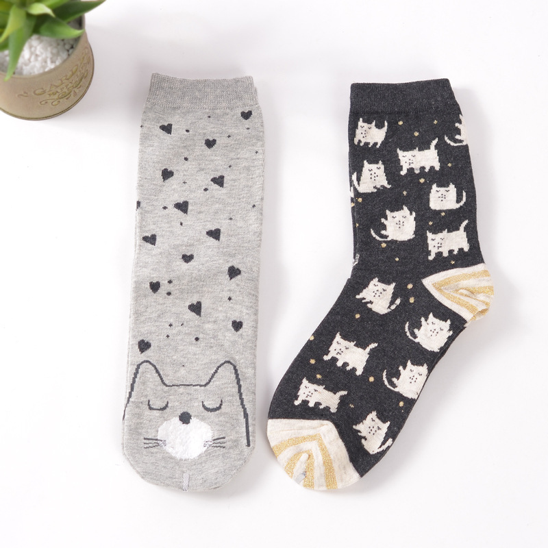 Sleepy Kitty Crew Sock Set (set of 2 pairs)