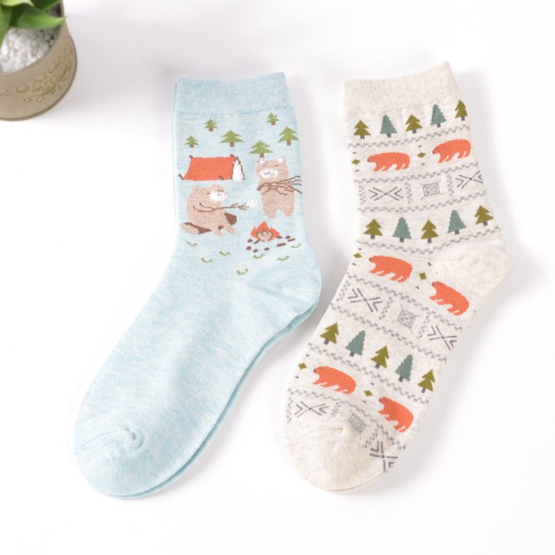 Camping Bears Crew Sock Set (set of 2 pairs)
