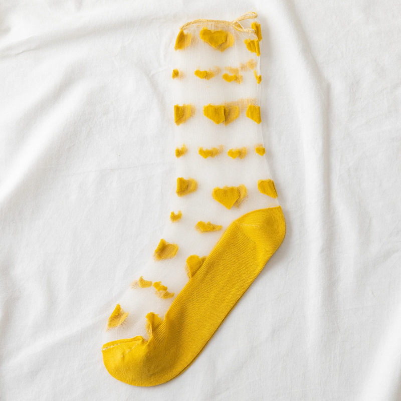 Transparent Heart Pattern Ankle Socks (5 Colours) - Ice Cream Cake